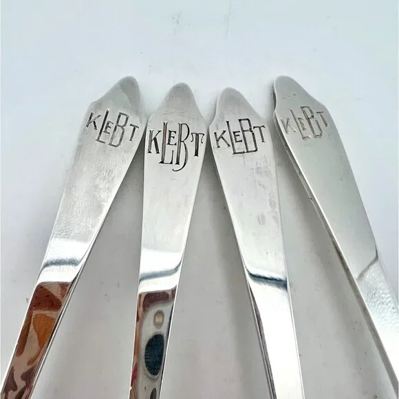 Tiffany & Co Clinton Pattern Sterling Silver Iced Tea Spoons Set Of 4 - Picture 6 of 10